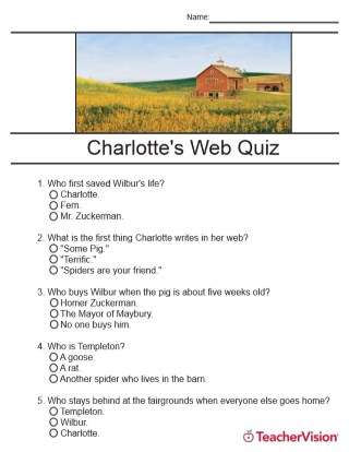 Charlotte's Web Quiz Printable (2nd - 6th Grade) - TeacherVision